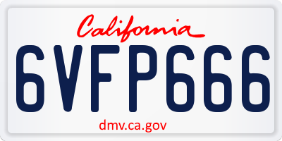 CA license plate 6VFP666