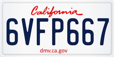 CA license plate 6VFP667