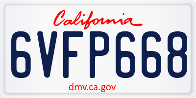 CA license plate 6VFP668