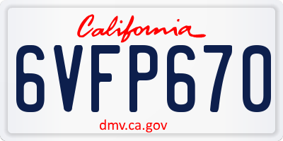 CA license plate 6VFP670