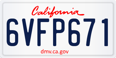 CA license plate 6VFP671