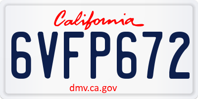 CA license plate 6VFP672