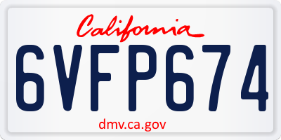 CA license plate 6VFP674