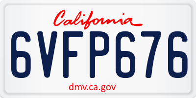 CA license plate 6VFP676