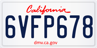 CA license plate 6VFP678