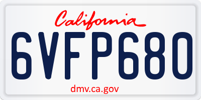 CA license plate 6VFP680