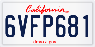 CA license plate 6VFP681