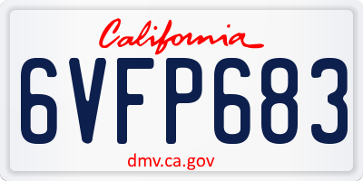 CA license plate 6VFP683