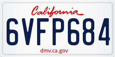 CA license plate 6VFP684