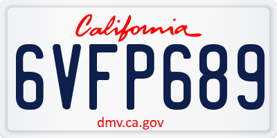 CA license plate 6VFP689