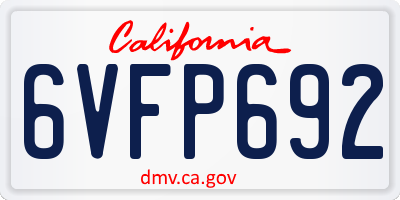 CA license plate 6VFP692