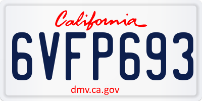 CA license plate 6VFP693