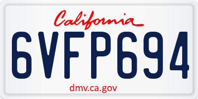 CA license plate 6VFP694