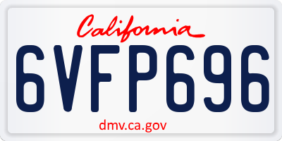 CA license plate 6VFP696
