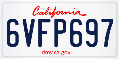 CA license plate 6VFP697