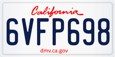 CA license plate 6VFP698