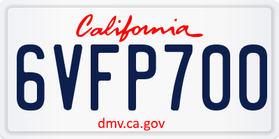 CA license plate 6VFP700