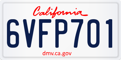 CA license plate 6VFP701