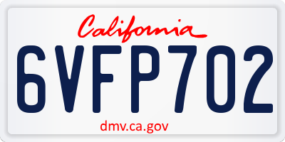 CA license plate 6VFP702