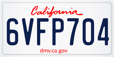 CA license plate 6VFP704