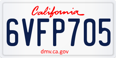CA license plate 6VFP705