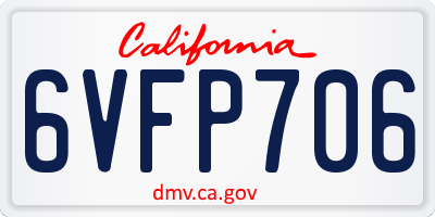 CA license plate 6VFP706