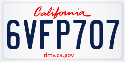 CA license plate 6VFP707
