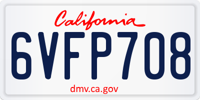 CA license plate 6VFP708