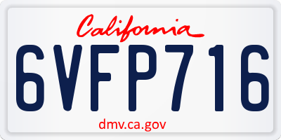 CA license plate 6VFP716