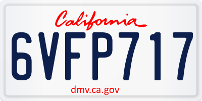 CA license plate 6VFP717