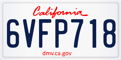 CA license plate 6VFP718