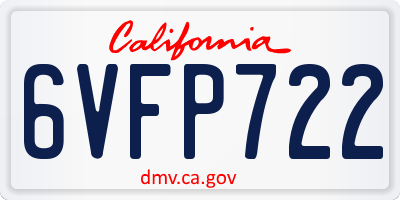 CA license plate 6VFP722