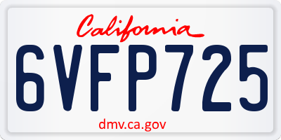 CA license plate 6VFP725