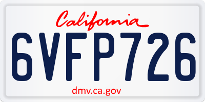 CA license plate 6VFP726