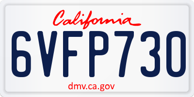 CA license plate 6VFP730
