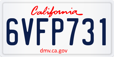 CA license plate 6VFP731