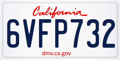 CA license plate 6VFP732