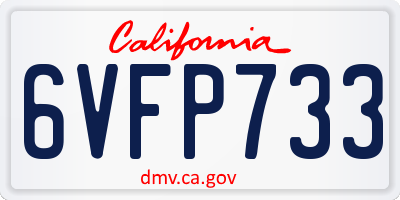 CA license plate 6VFP733