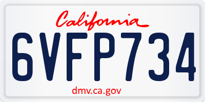 CA license plate 6VFP734