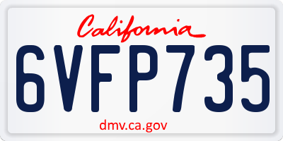 CA license plate 6VFP735