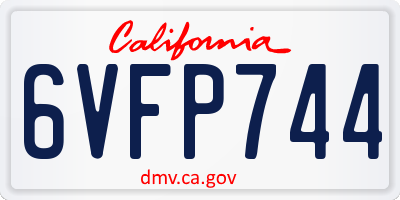 CA license plate 6VFP744