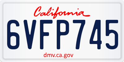 CA license plate 6VFP745