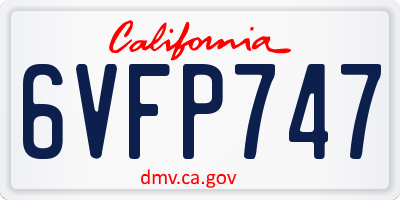 CA license plate 6VFP747