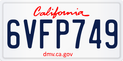 CA license plate 6VFP749
