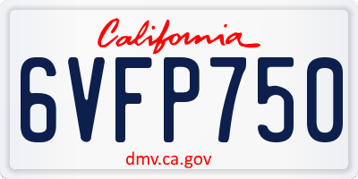 CA license plate 6VFP750