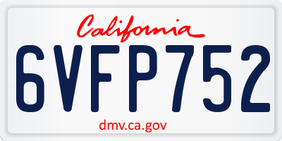 CA license plate 6VFP752