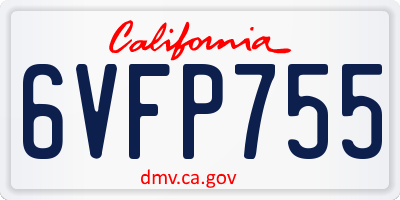 CA license plate 6VFP755