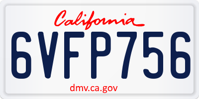 CA license plate 6VFP756