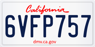 CA license plate 6VFP757