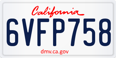 CA license plate 6VFP758